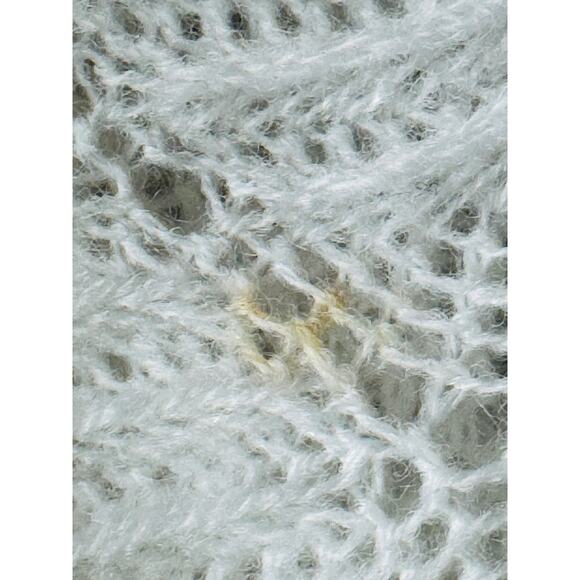 Vintage White Crochet Button Front Long Sleeve Cardigan Sweater Size Large - Picture 6 of 14